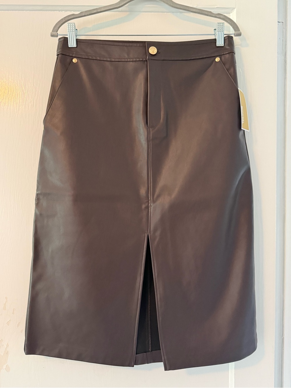 Michael Kors Faux Leather Midi Skirt - Size 8